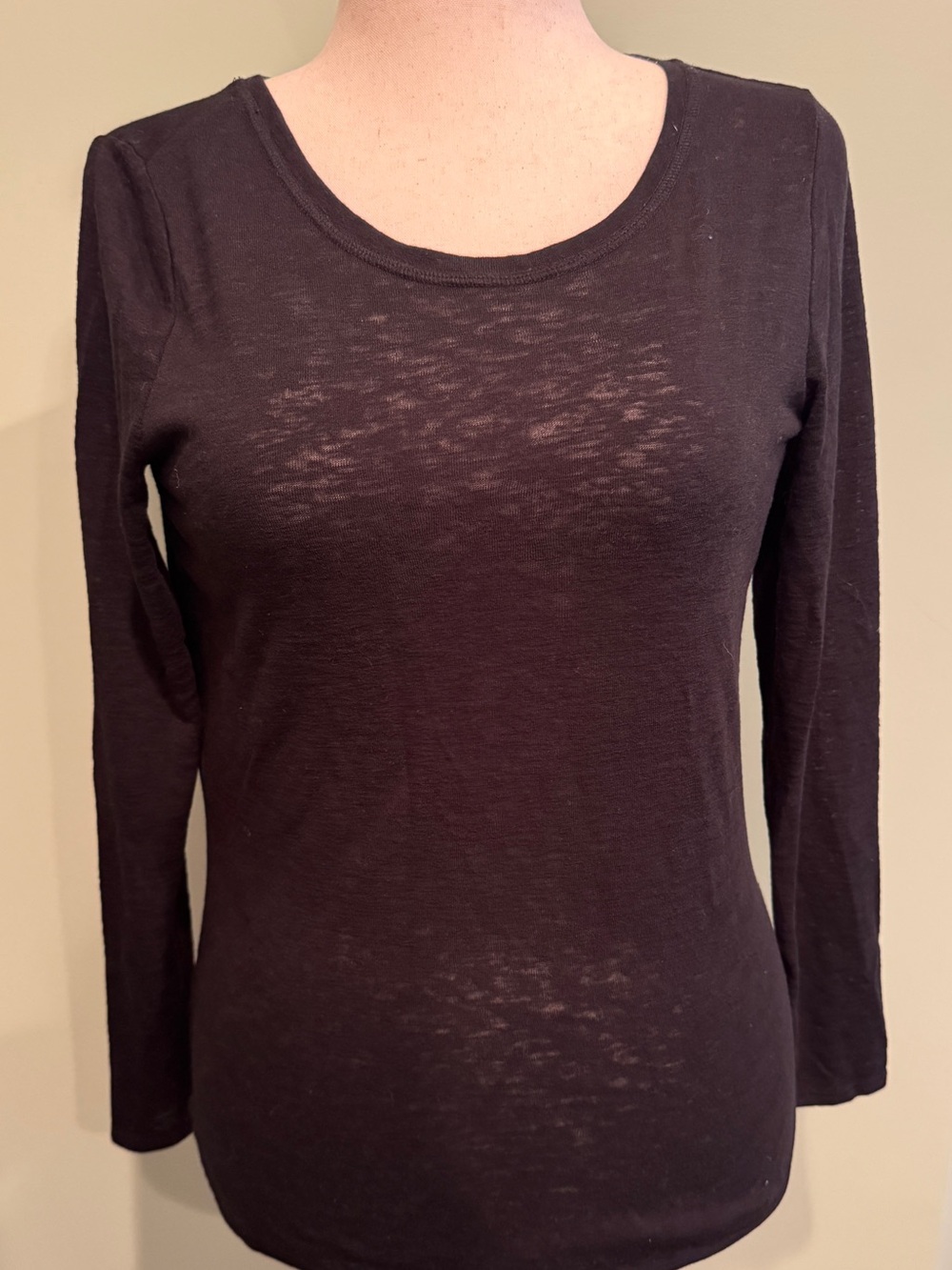Athleta Black Slub Knit Open Back Yoga Workout Tee S